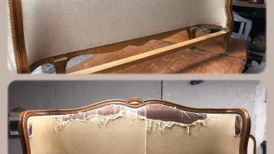 Canapé à restaurer pendant le stage de tapisserie d'ameublement