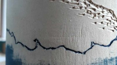 Exemple d'engobes pendant le stage de céramique