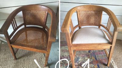 Meuble avant et après une restauration et une rénovation pendant le stage de relooking de meubles à Albi