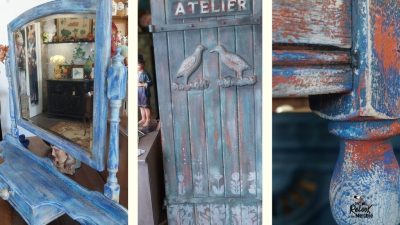 Peinture bleu stage de relooking de meuble avec peinture naturelle en Bretagne