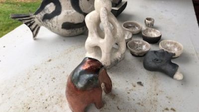 Pièces effectuées pendant le stage de céramique Raku à Bagnères de Bigorre