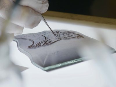 Calque pendant la formation vitrail œil de bœuf / oculus