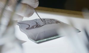 Calque pendant la formation vitrail œil de bœuf / oculus