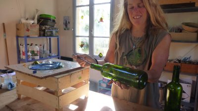 Animation pendant le stage de vitrail mexicain et écologique