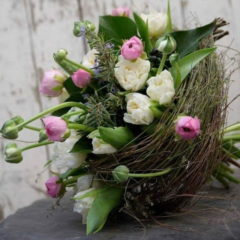 Bouquet écologique et local fait pendant le stage de fleuriste avec Inès