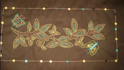 Fresque brodé Coussin brodé atelier sur la broderie haute couture (au point de Beauvais)