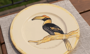 Assiette pendant la formation décoration céramique dans les Pyrénées Orientales