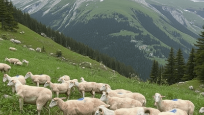 Troupeau de brebis dans la montagne des Pyrénées pendant le stage de berger en estive avec ou sans son chien
