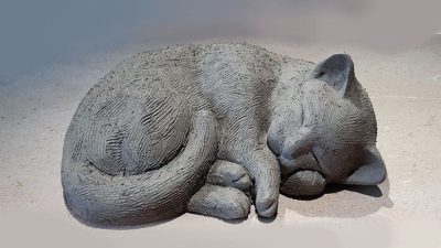 Chat stage création d'une sculpture en terre