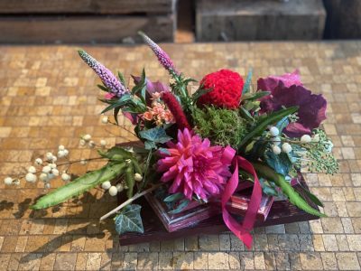 Composition faite pendant la formation fleuriste à Toulouse