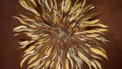 Mosaïque en forme de Daliah pendant le stage avec une mosaïste dans l'atelier de Rozenn à Albi