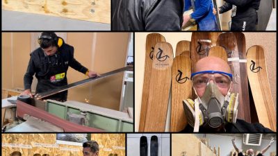 Stagiaires en cours de fabrication de skis lors d'un stage chez un ébéniste