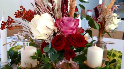 Bouquet pendant l'atelier en compositions florales en Seine Maritime (76)