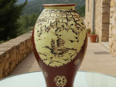 Vase décoré pendant la formation décoration en céramique à Béziers