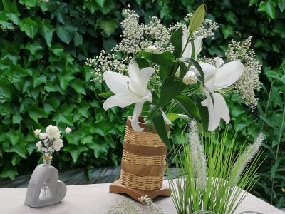 Vase en vannerie pendant la formation vannier à Fayl Billot