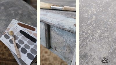 Patine 18ème sur table stage de relooking de meuble avec peinture naturelle en Bretagne