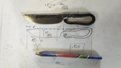 Schéma couteau stage d'initiation à la forge coutelière