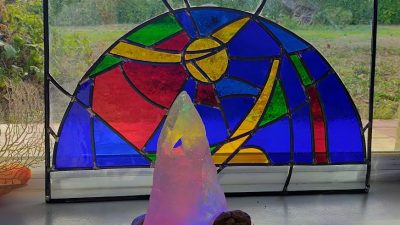 Vitrail en demi lune stage de vitrail Tiffany et plomb