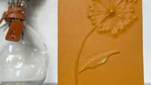 Création terminée stage de modelage du cuir - Marqueterie et gainerie à Paris